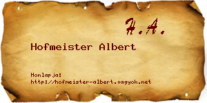 Hofmeister Albert névjegykártya